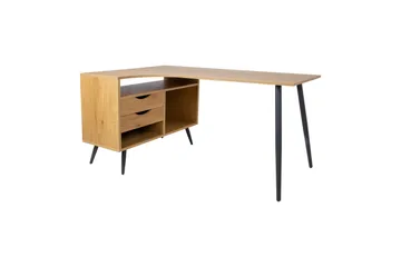 Georgia työpöytä 145x80 cm laatikoilla puuta metallijaloilla - Puunvärinen - Huonekalut - Pöytä & ruokailuryhmä - Työpöytä - Kirjoituspöytä