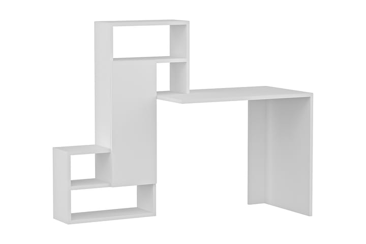 Kirjoituspöytä Irmaka 139 cm Säilytyksellä Hyllyt+kaappi - Valkoinen - Tietokonepöytä
 - Kirjoituspöytä