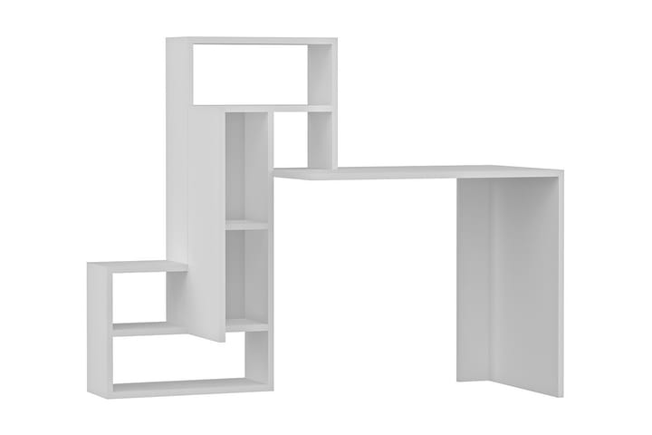 Kirjoituspöytä Irmaka 139 cm Säilytyksellä Hyllyt+kaappi - Valkoinen - Tietokonepöytä
 - Kirjoituspöytä