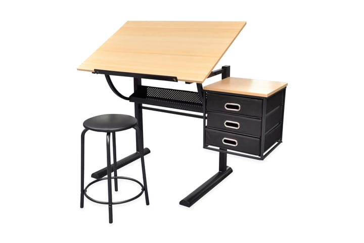 Kallistettava Piirustuspöytä Jakkaralla - Ruskea - Tietokonepöytä
 - Kirjoituspöytä