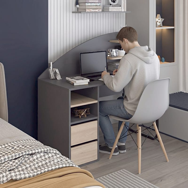 Kirjoituspöytä Kalune Design Mirel (120 x 120 x 60 cm) Antrasiitinharmaa pähkinä - Antrasiitti ja pähkinä - Huonekalut - Pöytä & ruokailuryhmä - Työpöytä - Tietokonepöytä
