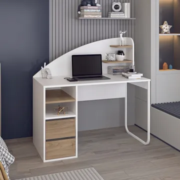 Kirjoituspöytä Kalune Design Mirel (120 x 120 x 60 cm) Valkoinen pähkinä - Valkoinen ja p ähkinä - Huonekalut - Pöytä & ruokailuryhmä - Työpöytä - Tietokonepöytä