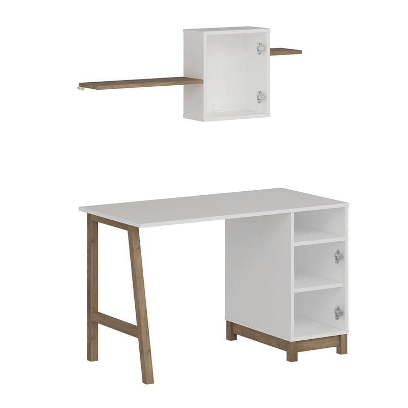 Kirjoituspöytä Kalune Design Venaro (120 x 75 x 60 cm) Valkoinen pähkinä - Valkoinen ja pähkinä - Huonekalut - Pöytä & ruokailuryhmä - Työpöytä - Tietokonepöytä