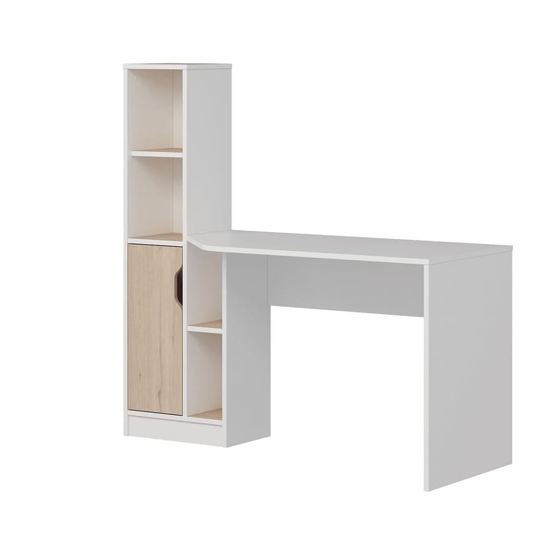 Kirjoituspöytä Kalune Design Viora (150 x 140 x 60 cm) Valkoinen pähkinä - Valkoinen ja pähkinä - Huonekalut - Pöytä & ruokailuryhmä - Työpöytä - Tietokonepöytä
