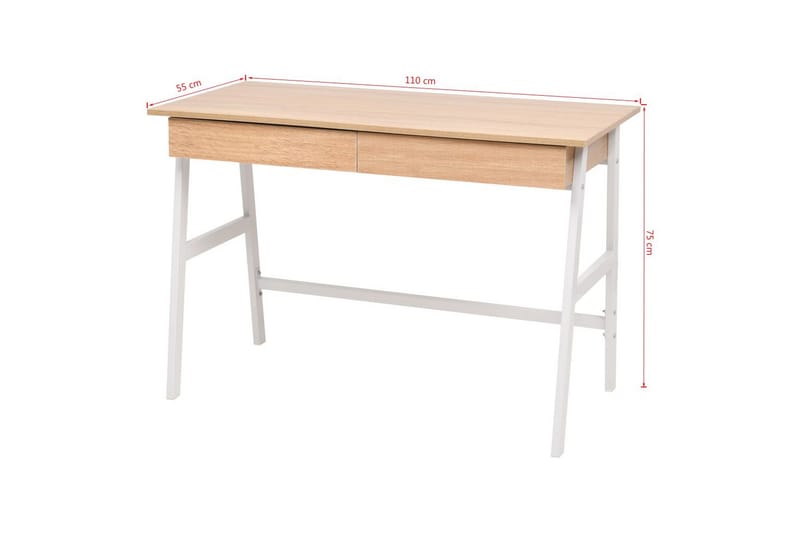 Kirjoituspöytä 110x55x75 cm tammi ja valkoinen - Ruskea - Huonekalut - Pöytä & ruokailuryhmä - Työpöytä
 - Kirjoituspöytä