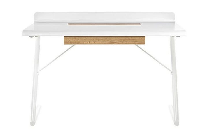Kirjoituspöytä 120 x 60 cm Valkoinen/Vaalea puu Focus - Valkoinen - Tietokonepöytä
 - Sähköpöytä & säädettävä työpöytä - Kirjoituspöytä - Kokoontaitettavat pöydät - Marmoripöydät