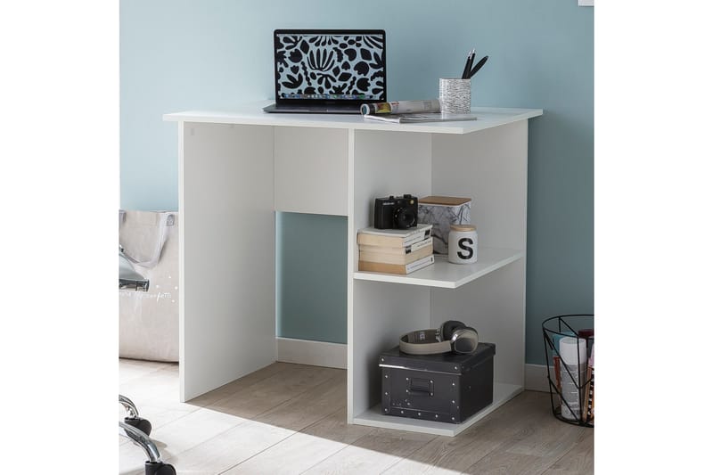 Kirjoituspöytä Adeon 82 cm Säilytyksellä Hyllyt - Valkoinen - Huonekalut - Pöytä & ruokailuryhmä - Työpöytä - Kirjoituspöytä