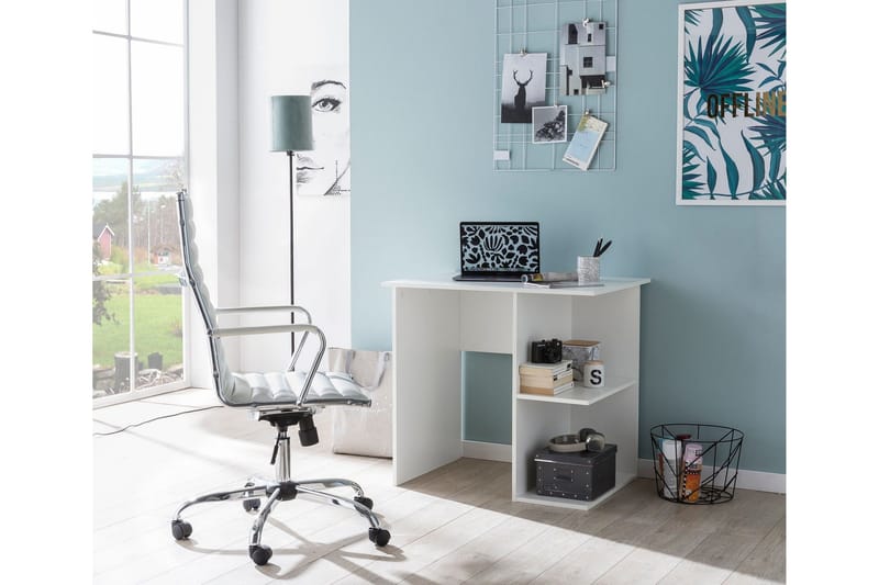 Kirjoituspöytä Adeon 82 cm Säilytyksellä Hyllyt - Valkoinen - Huonekalut - Pöytä & ruokailuryhmä - Työpöytä - Kirjoituspöytä
