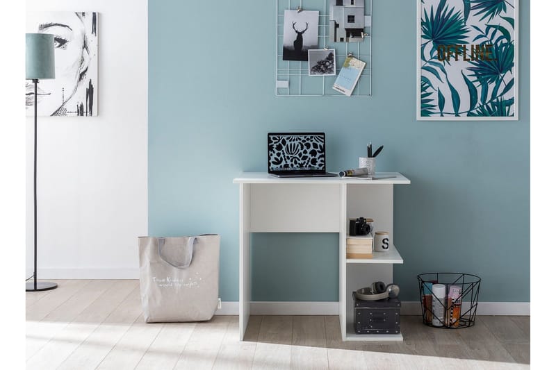 Kirjoituspöytä Adeon 82 cm Säilytyksellä Hyllyt - Valkoinen - Huonekalut - Pöytä & ruokailuryhmä - Työpöytä - Kirjoituspöytä