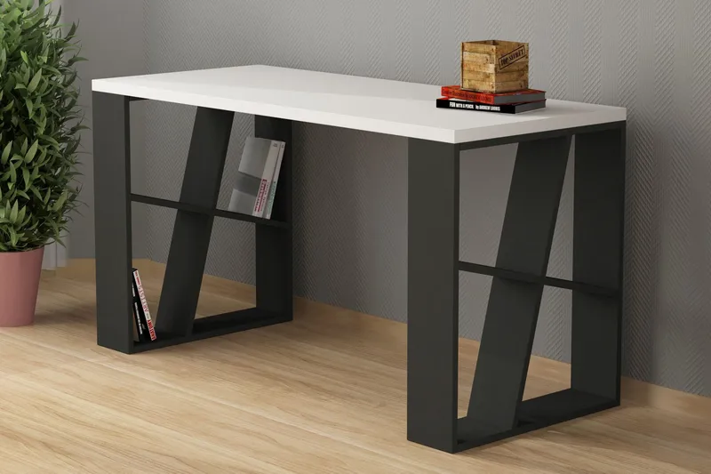 Kirjoituspöytä Adong 140 cm - Valkoinen/Tummanharmaa - Huonekalut - Pöytä & ruokailuryhmä - Työpöytä - Kirjoituspöytä