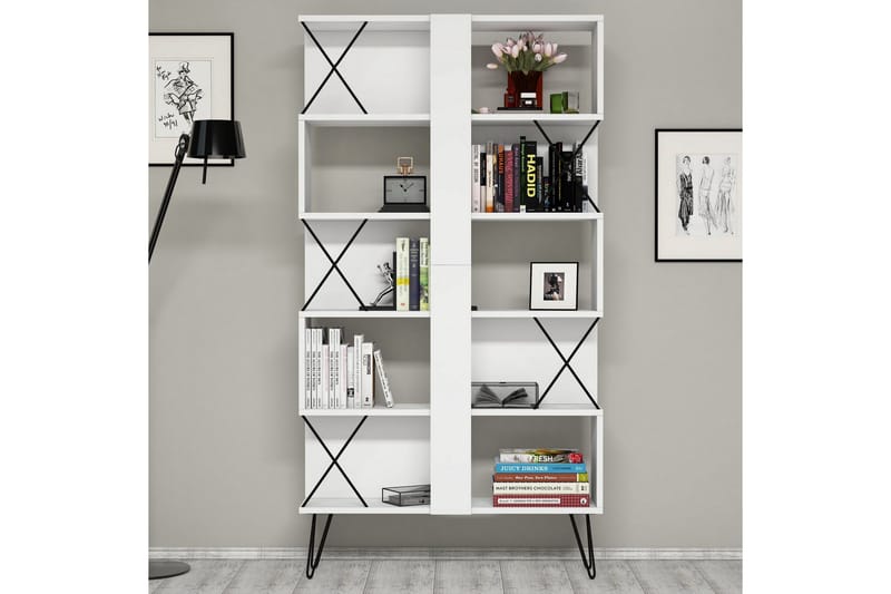 Kirjoituspöytä Amtorp 120 cm Säilytyksellä Hylly+Kirjahylly - Extra Valkoinen - Huonekalut - Pöytä & ruokailuryhmä - Työpöytä - Kirjoituspöytä