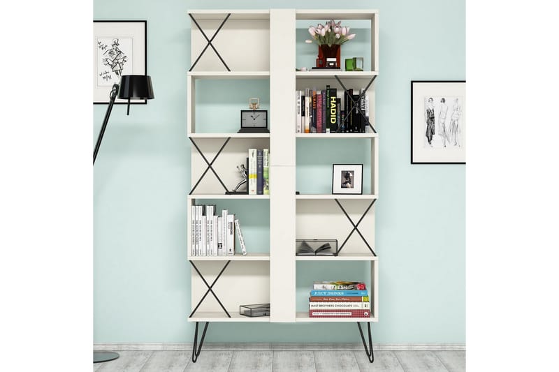 Kirjoituspöytä Amtorp 120 cm Säilytyksellä Hylly+Kirjahylly - Extra Valkoinen/Musta - Huonekalut - Pöytä & ruokailuryhmä - Työpöytä - Kirjoituspöytä