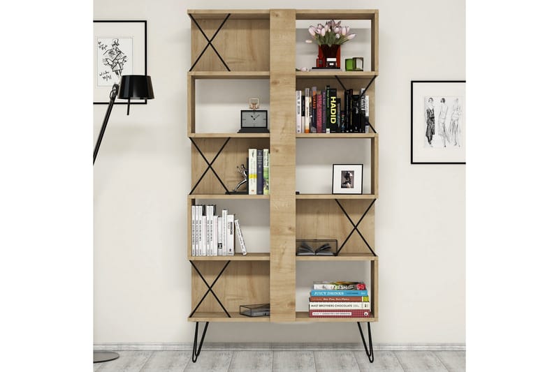 Kirjoituspöytä Amtorp 120 cm Säilytyksellä Hylly+Kirjahylly - Ruskea/Tammi - Huonekalut - Pöytä & ruokailuryhmä - Työpöytä - Kirjoituspöytä