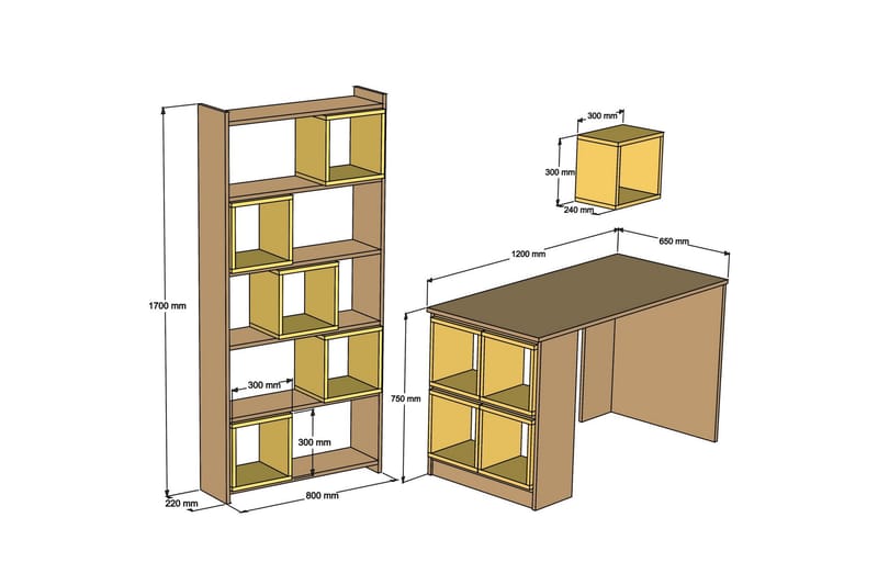 Kirjoituspöytä Amtorp 120 cm Säilytyksellä+Seinähylly + - Valkoinen/Sininen - Tietokonepöytä
 - Kirjoituspöytä