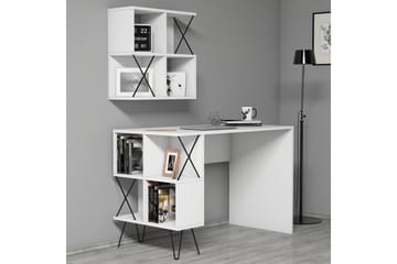 Kirjoituspöytä Amtorp 120 cm Säilytys Hylly+Kirjahylly Pieni - Valkoinen/Musta - Huonekalut - Pöytä & ruokailuryhmä - Työpöytä
 - Kirjoituspöytä