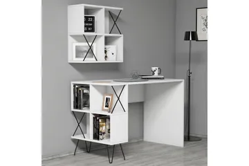 Kirjoituspöytä Amtorp 120 cm Säilytys Hylly+Kirjahylly Pieni - Valkoinen/Musta - Huonekalut - Pöytä & ruokailuryhmä - Työpöytä - Kirjoituspöytä
