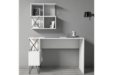 Kirjoituspöytä Amtorp 120 cm Säilytys Hylly+Kirjahylly Pieni - Valkoinen/Musta - Huonekalut - Pöytä & ruokailuryhmä - Työpöytä - Kirjoituspöytä