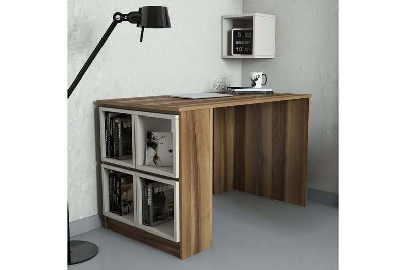 Kirjoituspöytä Amtorp 120 Säilytyksellä Hylly+Seinähylly - Ruskea/Tammi - Huonekalut - Pöytä & ruokailuryhmä - Työpöytä - Kirjoituspöytä