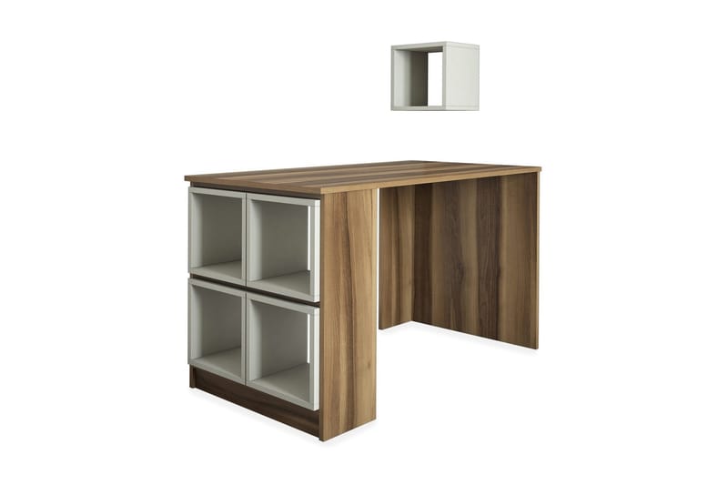 Kirjoituspöytä Amtorp 120 Säilytyksellä Hylly+Seinähylly - Ruskea/Tammi - Huonekalut - Pöytä & ruokailuryhmä - Työpöytä - Kirjoituspöytä