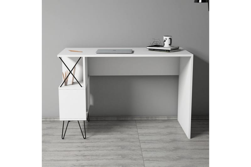 Kirjoituspöytä Amtorp 120 Säilytyksellä Hylly - Valkoinen/Musta - Huonekalut - Pöytä & ruokailuryhmä - Työpöytä - Kirjoituspöytä