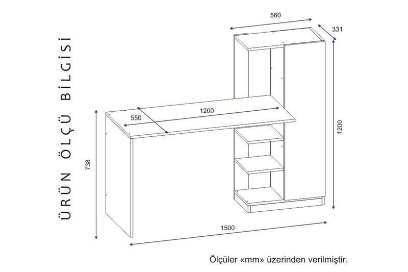 Kirjoituspöytä Andocester 120 cm - Antrasiitti - Huonekalut - Pöytä & ruokailuryhmä - Työpöytä
 - Kirjoituspöytä