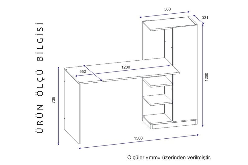 Kirjoituspöytä Andocester 120 cm - Antrasiitti - Tietokonepöytä
 - Kirjoituspöytä