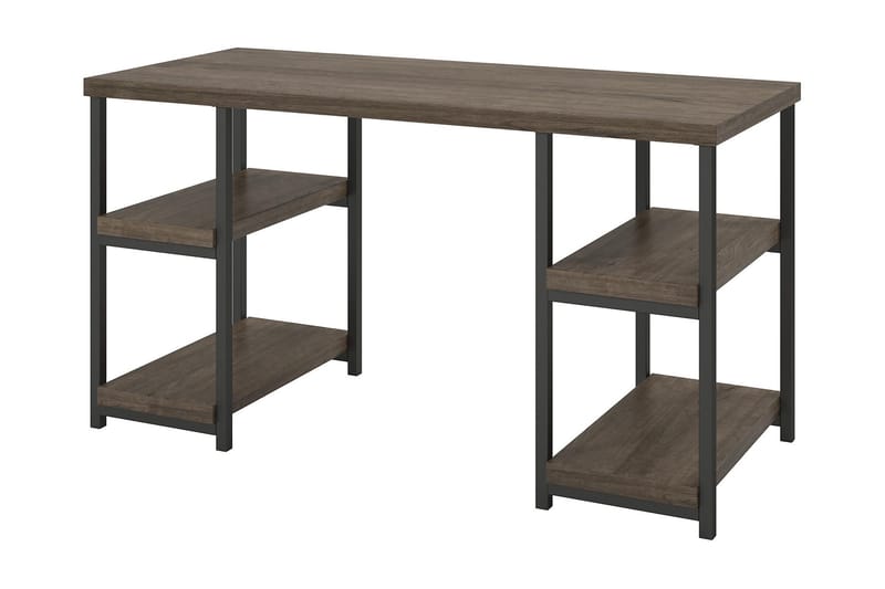 Kirjoituspöytä Ashlar 137 cm Säilytys 4 Hyllyt Ruskea/Musta - Dorel Home - Huonekalut - Pöytä & ruokailuryhmä - Työpöytä - Kirjoituspöytä