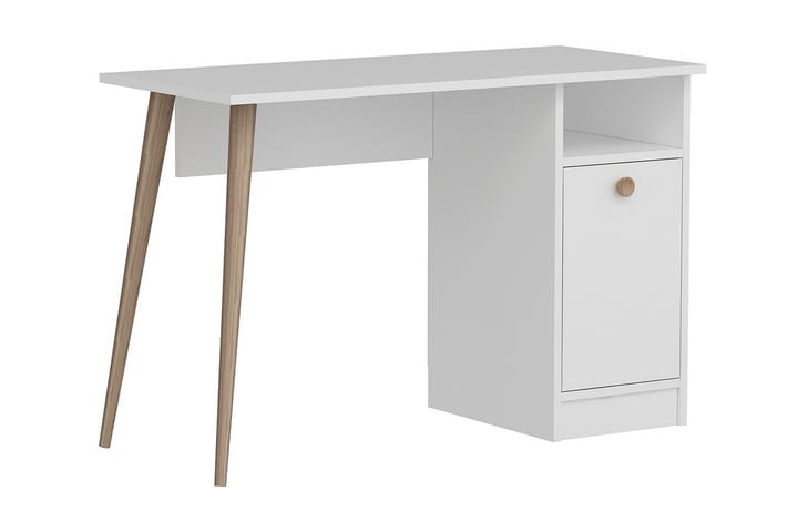 Kirjoituspöytä Barbele 110 cm Säilytyksellä Hylly + Kaappi - Valkoinen - Tietokonepöytä
 - Kirjoituspöytä