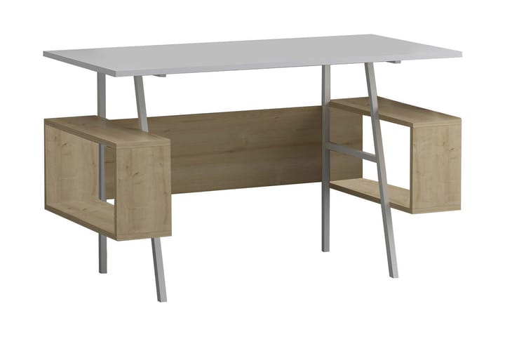 Kirjoituspöytä Barbele 120x73,8x120 cm Säilytyksellä - Valkoinen - Tietokonepöytä
 - Kirjoituspöytä
