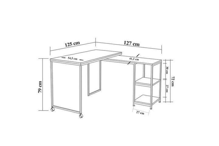 Kirjoituspöytä Berat 127 cm Säilytyksellä Hyllyt - Luonnonväri/Musta - Tietokonepöytä
 - Kirjoituspöytä