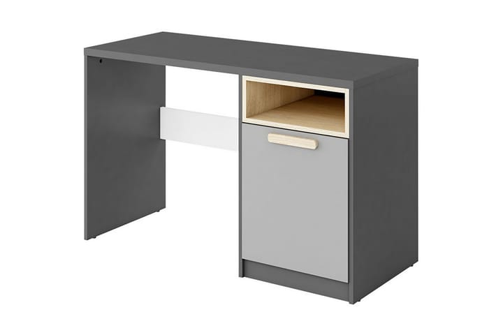 Kirjoituspöytä Biola 120 cm Säilytyksellä Kaappi+Hylly - Musta/Valkoinen/Harmaa - Kirjoituspöytä - Tietokonepöytä