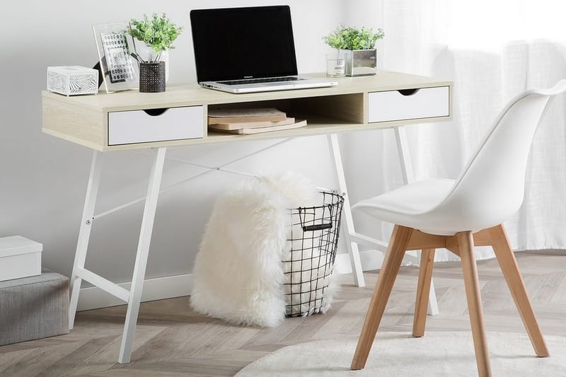 Kirjoituspöytä Bromide 120 cm Säilytys Hylly+2 laatikkoa - Puu/Luonnonväri - Huonekalut - Pöytä & ruokailuryhmä - Työpöytä
 - Kirjoituspöytä