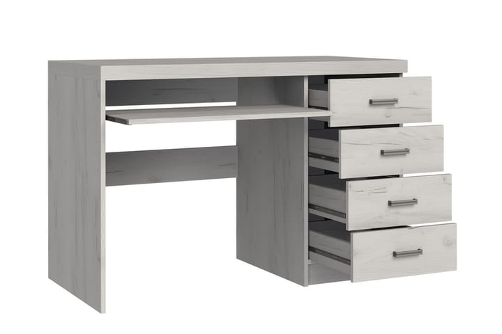 Kirjoituspöytä Chatard 120 cm Säilytys 4 laatikkoa+Hylly - Valkoinen - Tietokonepöytä
 - Kirjoituspöytä