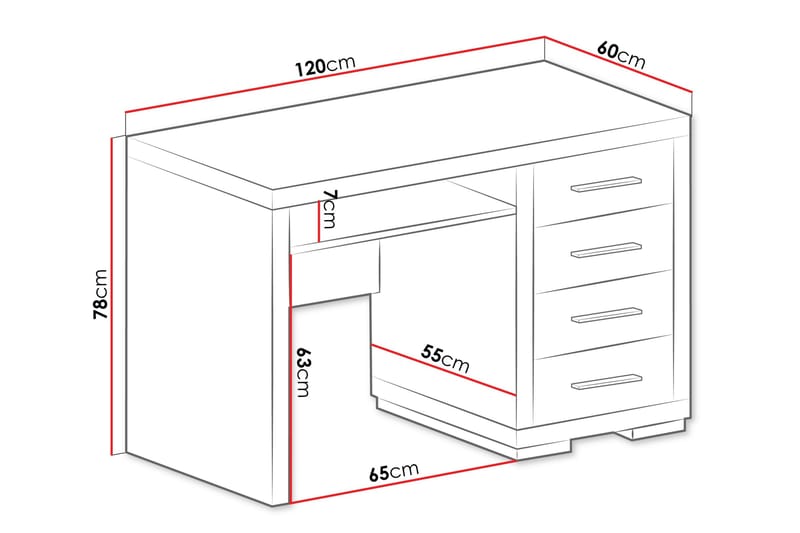 Kirjoituspöytä Ciborro 120 cm Säilytyksellä 4 laatikkoa - Tammenväri/Ruskea - Huonekalut - Pöytä & ruokailuryhmä - Työpöytä
 - Kirjoituspöytä