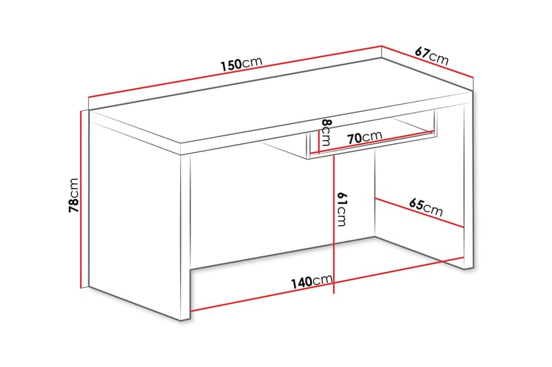 Kirjoituspöytä Ciborro 150 cm - Valkoinen - Huonekalut - Pöytä & ruokailuryhmä - Työpöytä
 - Kirjoituspöytä
