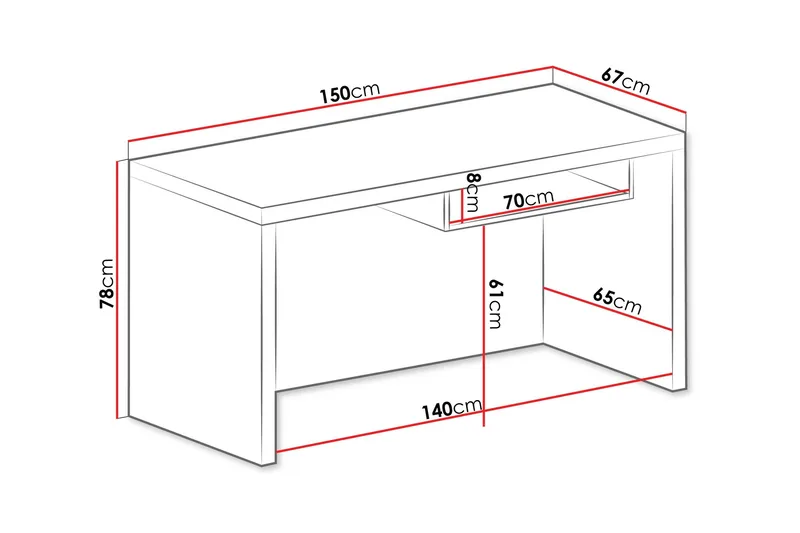 Kirjoituspöytä Ciborro 150 cm - Valkoinen - Huonekalut - Pöytä & ruokailuryhmä - Työpöytä - Kirjoituspöytä