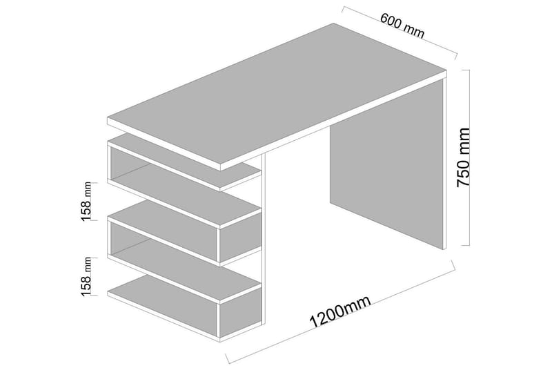 Kirjoituspöytä Clora 120 cm Sivusäilytyksellä - Valkoinen - Tietokonepöytä
 - Kirjoituspöytä