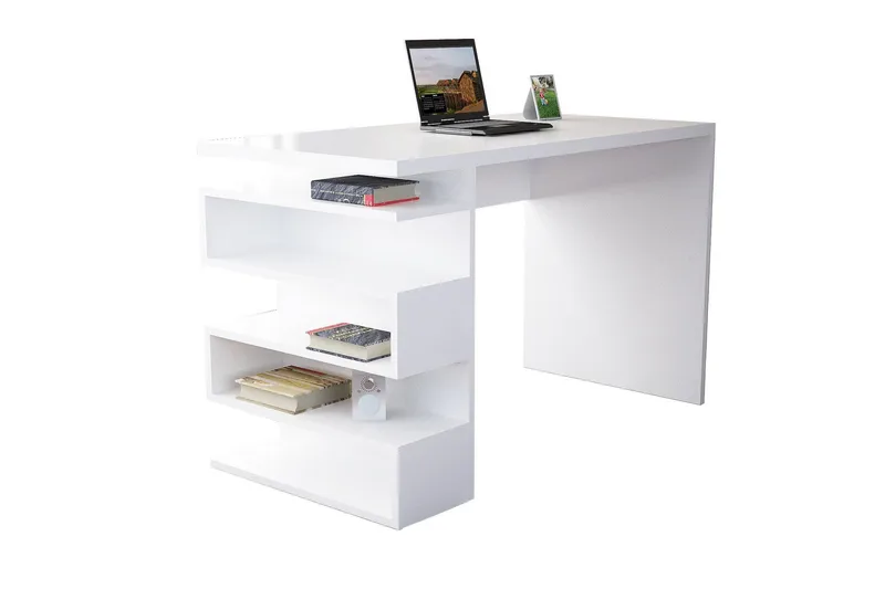 Kirjoituspöytä Clora 120 cm Sivusäilytyksellä - Valkoinen - Huonekalut - Pöytä & ruokailuryhmä - Työpöytä - Kirjoituspöytä