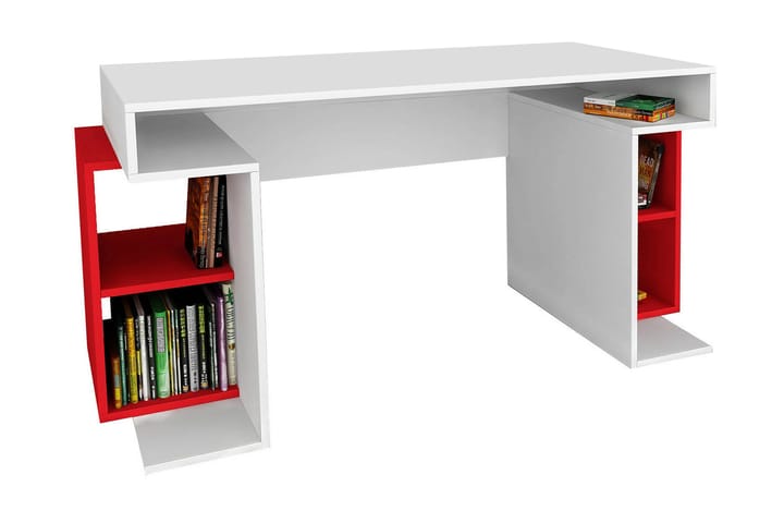 Kirjoituspöytä Clora 153 cm SäilytykselläsJalat - Valkoinen/Punainen - Tietokonepöytä
 - Kirjoituspöytä