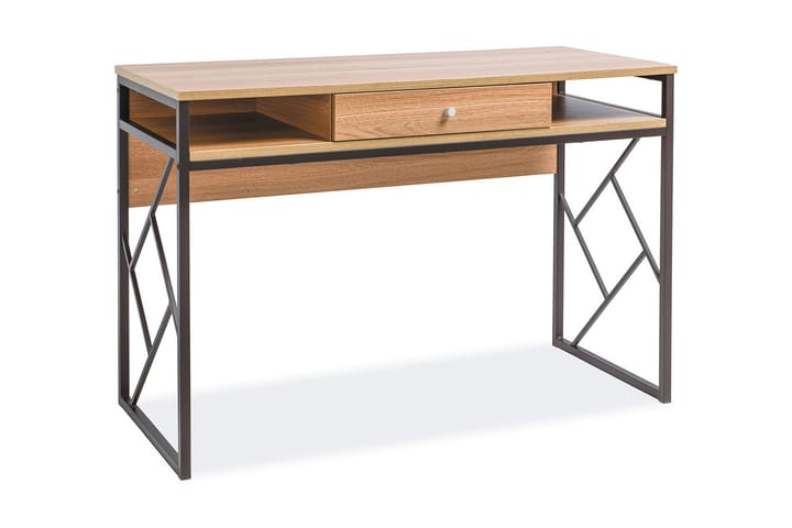 Kirjoituspöytä Corcega 110 cm Säilytyksellä Laatikko+Hyllyt - Luonnonväri/Musta - Tietokonepöytä
 - Kirjoituspöytä