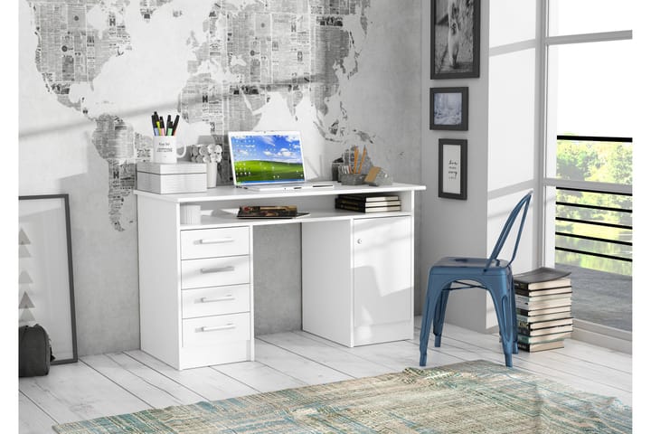 Kirjoituspöytä Cromarty 125 cm - Valkoinen - Tietokonepöytä
 - Kirjoituspöytä