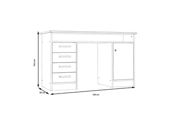 Kirjoituspöytä Cromarty 125 cm - Valkoinen - Huonekalut - Pöytä & ruokailuryhmä - Työpöytä - Kirjoituspöytä