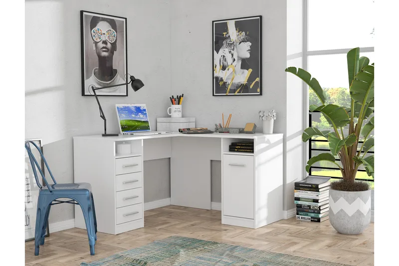 Kirjoituspöytä Cromarty 125 cm - Valkoinen - Huonekalut - Pöytä & ruokailuryhmä - Työpöytä
 - Kirjoituspöytä - Kulmakirjoituspöytä