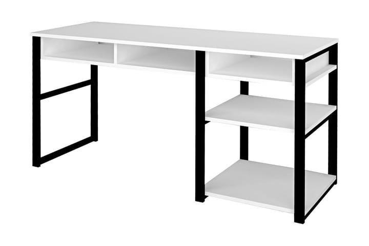 Kirjoituspöytä Dehana 150 cm Säilytyksellä 5 hyllyä - Valkoinen/Musta - Tietokonepöytä
 - Kirjoituspöytä