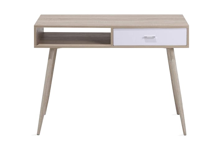 Kirjoituspöytä Deoban 100 cm Säilytyksellä Laatikko+Hylly - Vaaleanruskea/Valkoinen - Kirjoituspöytä - Tietokonepöytä