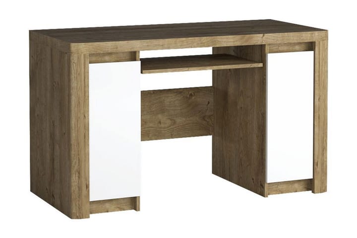 Kirjoituspöytä Domasco 130 cm Säilytyksellä 2 kaappia - Puu/Valkoinen - Tietokonepöytä
 - Sähköpöytä & säädettävä työpöytä - Kirjoituspöytä - Kokoontaitettavat pöydät - Marmoripöydät