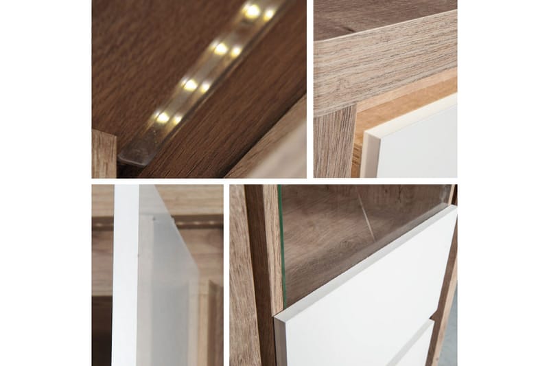 Kirjoituspöytä Domasco 130 cm Säilytyksellä 2 kaappia - Puu/Valkoinen - Huonekalut - Pöytä & ruokailuryhmä - Työpöytä - Kirjoituspöytä