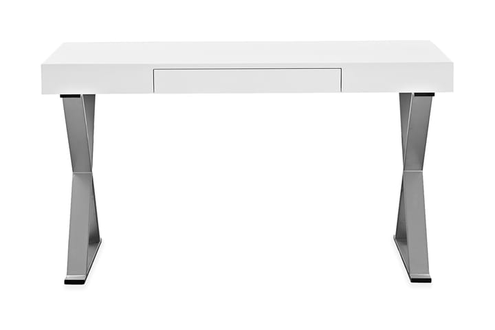 Kirjoituspöytä Effie 120 cm Säilytyksellä Laatikko - Valkoinen/Kromi - Kirjoituspöytä - Tietokonepöytä