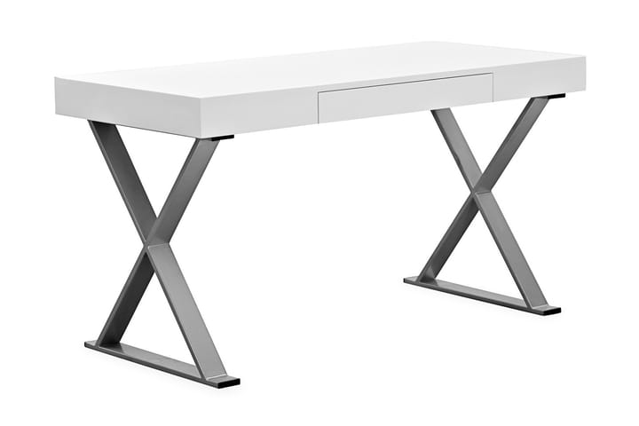Kirjoituspöytä Effie 120 cm Säilytyksellä Laatikko - Valkoinen/Kromi - Tietokonepöytä
 - Kirjoituspöytä