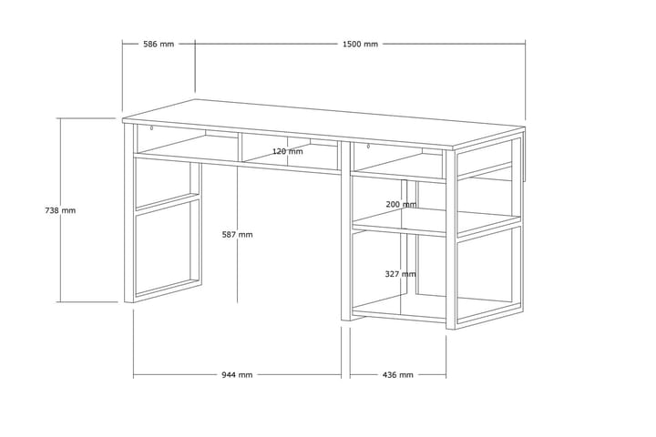 Kirjoituspöytä Emro 150 cm - Kulta/Valkoinen - Tietokonepöytä
 - Kirjoituspöytä